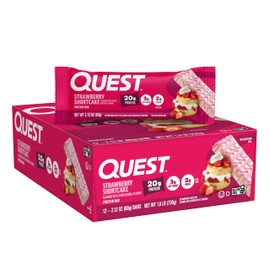 Quest Nutrition Quest Nutrition Protein Bars, Strawberry Shortcake, 20g Protein, 2g Sugar, 3g Net Carbs, 10g Fiber, Gluten Free, 12 Count