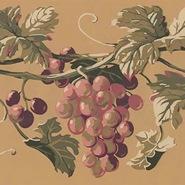 CONCORD WALLCOVERINGS Vintage Wallpaper Border Featuring Grapes Vine Crop, Colors Purple Green Red, Size 7 Inches by 15 Feet EP7230B