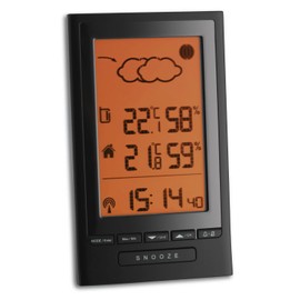 TFA Dostmann 35.1122 Modus Plus Funk-Wetterstation, Wettervorhersage, Außentemperatur, Innentemperatur, Wettersymbole, Luftfeuchtigkeit, L 100 x B 34 (70) x H 168 mm, Schwarz