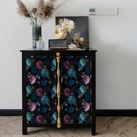 Livelynine Floral Wallpaper Peel and Stick Dark Moody Navy Blue Flowers Pink Peony Black Floral Wall Paper for Bathroom Purple Olive Green Vintage Contact Paper Renter Friendly Vinyl Dark 17.5x78.8