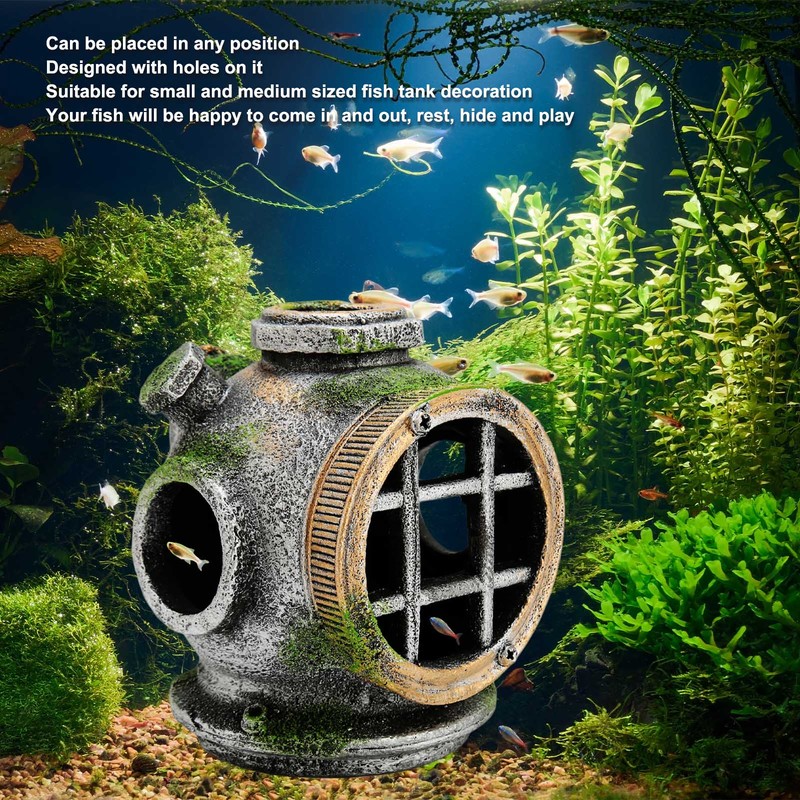 Aquarium Helmet Ornament Simulation Toxic Free Hideout House Resin Fish