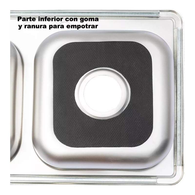 CNX Tarja Doble Acero Inoxidable (84x48cm) Con Kit Instalación