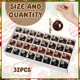 Tioncy 32 Pieces 1 Inch Mini Glass Christmas Ornaments Balls Shiny Christmas Balls Mini Christmas Tree Ornaments Hanging Tiny Colorful Ball Decoration Pendant for Xmas (Multi Brown, Black)