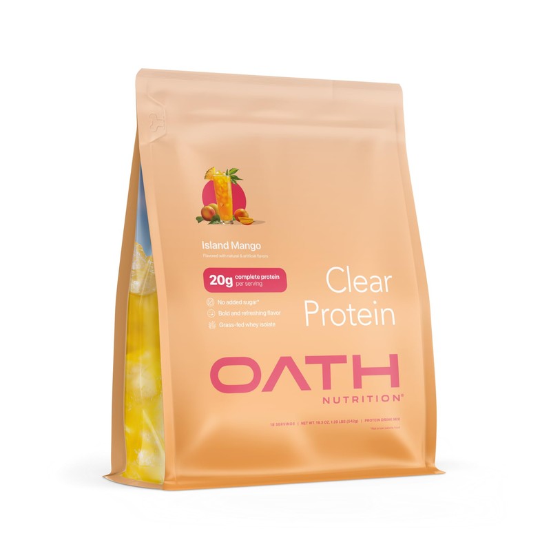 Oath Nutrition Clear Whey Isolate Protein Powder, Island Mango, 20g