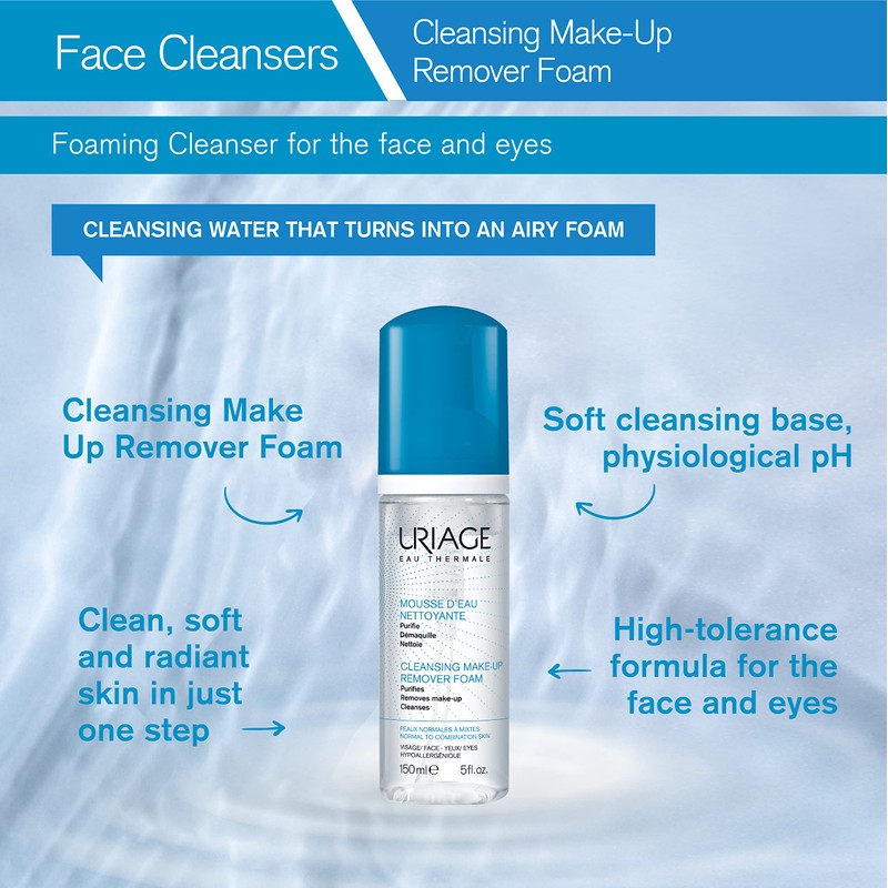 Uriage Eau Thermale Cleansing Make-Up Remover Foam, 150 ml