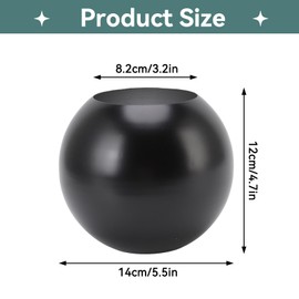Round Vase, Nordic Style Modern Stainless Steel Flower Vase, Decorative Vase in Round Design, Elegant Decorative Vase for Living Room, Ball Vase, 14 cm, Black, Flower Vase for Home Decor, Tulip Vase for Ornament