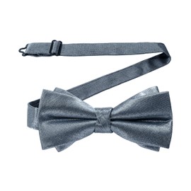 HOULIFE Bow Tie for Men Adjustable Pre-Tied Bow Tie Satin Polyester Bow Tie Solid Color Butterfly Bow Tie for Party Wedding Banquet, gray