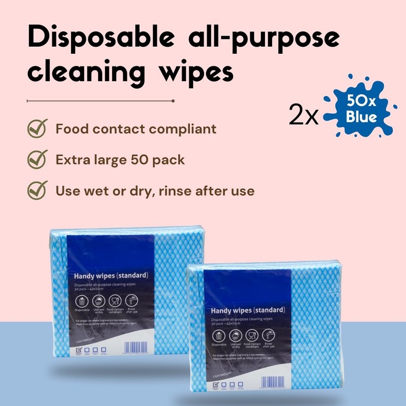 100pk HUGE 42x35cm All Purpose Cloths, J Cloths Style Disposable
