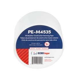ECHOtape PE-M4535 | All Weather Construction Seam Tape | Indoor-Outdoor Construction Tape | UV Resistant | House Wrap Seaming Tape | Vapor Barrier Tape | White | 2.83 in x 54.6 yds