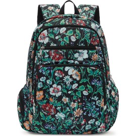 FOKDUVB Large Backpack for Women Backpack with Lots of Pockets for Travel Work School Bookbag with Laptop Compartment for High School College Girls Mochilas Morrales para Mujer (Green, Floral)