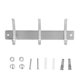 Coat Rack Wall Mount, Stainless Steel Coat Hanger Rail Wall Hooks 3 Hook Heavy Duty Metal Hanging Bathroom Hotels Coats Hats Clothing Clothes Towel Purse Robes Mudroom Bathroom Entryway Purse Robes