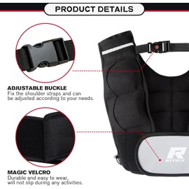 RitFit Weighted Vest, 4lb/8lb/10lb/12lb/15lb/20lb Weight Vest with Reflective Stripes, Weight Vest Adjustable for Women and Men Workout, Strength Training, Running, Fitness, Jogging, Walking