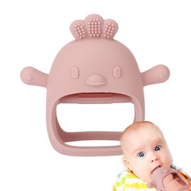 Socub Silicone Baby Teether Toy for Infants 3+ Months, BPA Free Anti-Drop Silicone Mitten Teething Toy for Soothing Sore Gums, Baby Chew Toys for Sucking Needs, Rose Pink