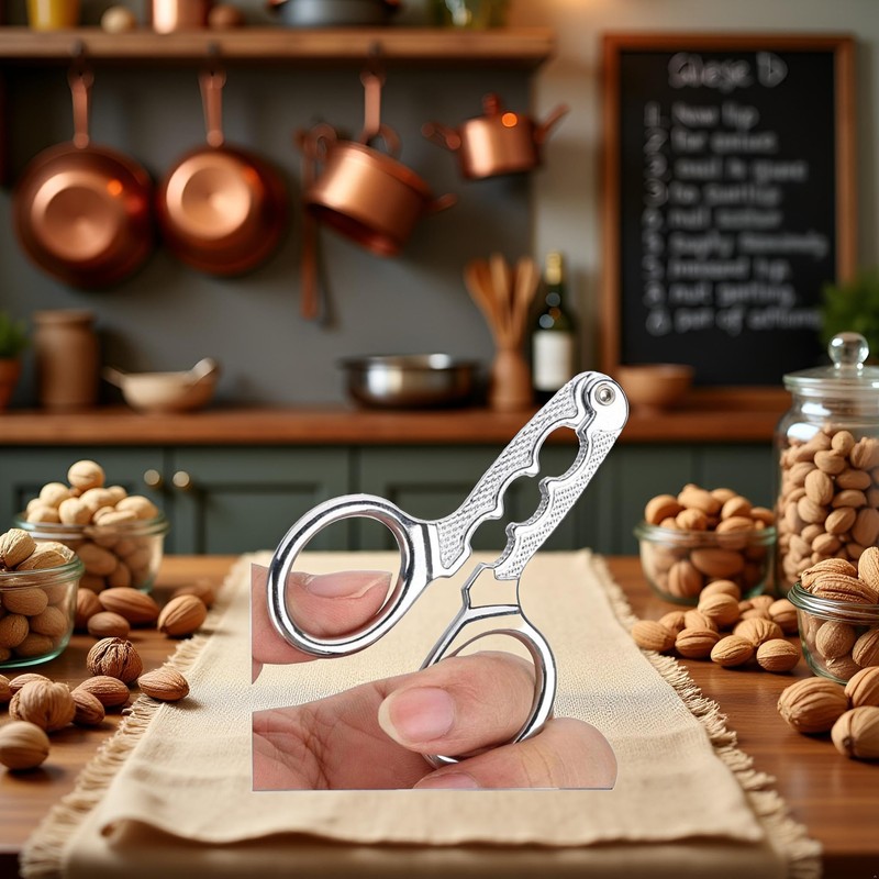 Silver Nutcrackers for Nuts, Stainless Steel Nuts Pistachio Sheller Opener