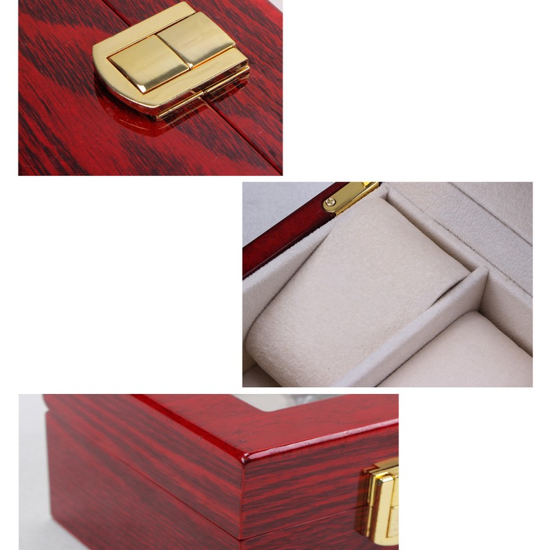 2 Grid Wooden Watch Display Box Watch Storage Holder Gift