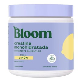 Bloom Creatina Monohidratada de Alta Pureza Sabor Limón, 5g por porción | Apoya la fuerza, resistencia y recuperación | Sin OGM, Ideal antes o después del entrenamiento | 40 porciones 220g