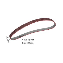 TA-VIGOR 10Pcs 13mm x 457mm Sanding Belt 40 Grit, 1/2 Inch X 18 Inch Aluminum Oxide Sandpaper Belts for Portable Strip Sander Wood Finishing Metal Drywall Polishing Sharpening Abrasive Paper