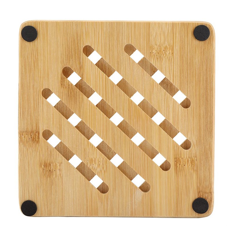 Bamboo Trivet Mat, Wood Hot Pads Square Heat Resistant Trivet