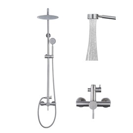 Foroute SS304 Shower Faucet Set - Outdoor Kit - Outdoor Fixtures with Brushed Nickel Shower Head & Handheld Spray, High Pressure