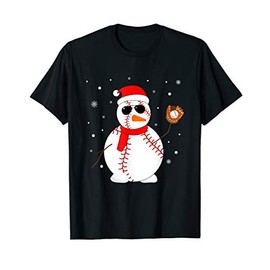 Baseball Snowman Funny Christmas Baseball Lovers Gift T-Shirt