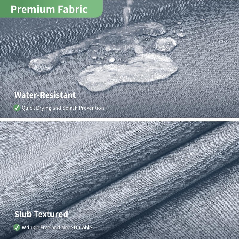 eachope Blue Long No Hook Shower Curtain with Snap-in Fabric