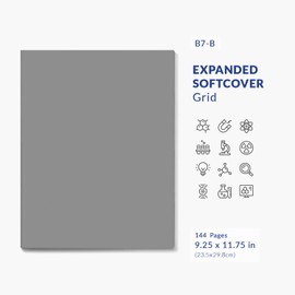 Vela Sciences B7-B (12-Pack) Expanded Softcover Lab Notebook, 9.25 x 11.75 in (23.5 x 30 cm), 144 Pages, Permanent Bound, 70lb Heavyweight Paper (Grid)