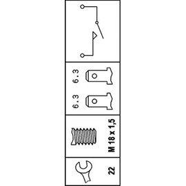 HELLA 6ZF 003 272-011 Switch, reverse light - 12V - Number of connectors: 2 - Blade Terminal - Bolted - Normally Open Contact - Electric