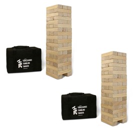 Yard Games Giant Indoor and Outdoor Tumbling Timbers Wood Stacking Game with 56 Natural Pine Blocks, for Children 8 Years and Up (2 Pack)