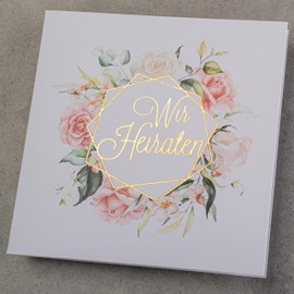 Art Nuvo Wedding Invitations Set of 20 135 x 135 mm with Printable Inserts and Envelopes for Wedding - Gold Plated Pattern