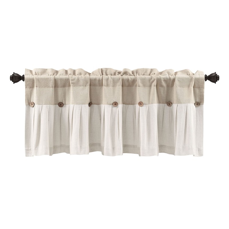 Lush Decor Linen Button Farmhouse Valance, 52" W x 18"