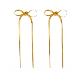 coadipress Long Chain Bow Dangle Drop Tassel Earrings for Women Gold Statement Bowknot Earrings Classic Ribbon Bowknot Earrings Wedding Fashion Jewelry Gift (gold bow)