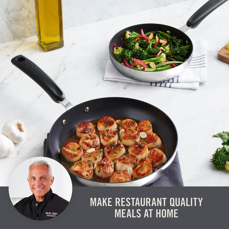 Zakarian by Dash TruPro Nonstick Stainless Steel 8" + 10"