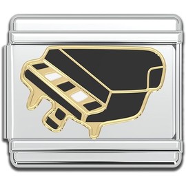 Italian Charm Bracelet Charms, 9mm Stainless Steel Piano Links Bracelets Jewelry for Women (Piano)