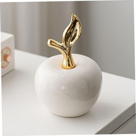 GOOHOCHY Ceramic Apple Ornament Porcelain Apple Statue Christmas Fruit Figurine Xmas Party Favors Ceramic Fruit Statue Crafts Apple Decorations Artificial White Decorate Ceramics