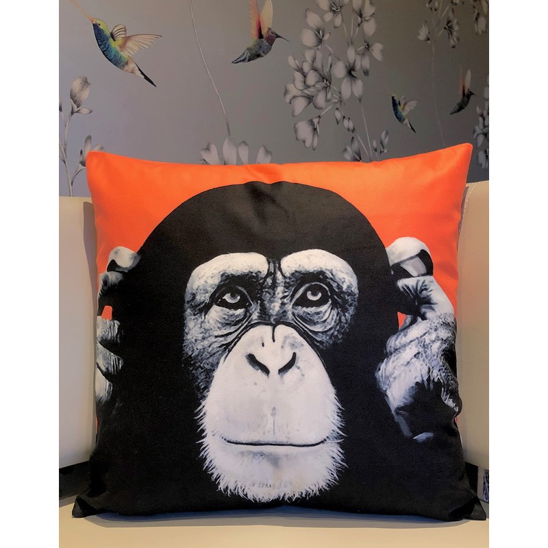 The Beach Stop Colourful Chimpanzee Monkey Printed Cushion Cover |