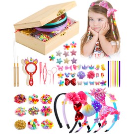 Craft Set Children from 5 Years, Hair Accessories Toy from 6-12 Years Headband Hair Clips DIY Hair Bobbles Children's Hair Beads Hair Braiding Machine Colourful Hair Strands Gift Girls 5 6 7 8 Years