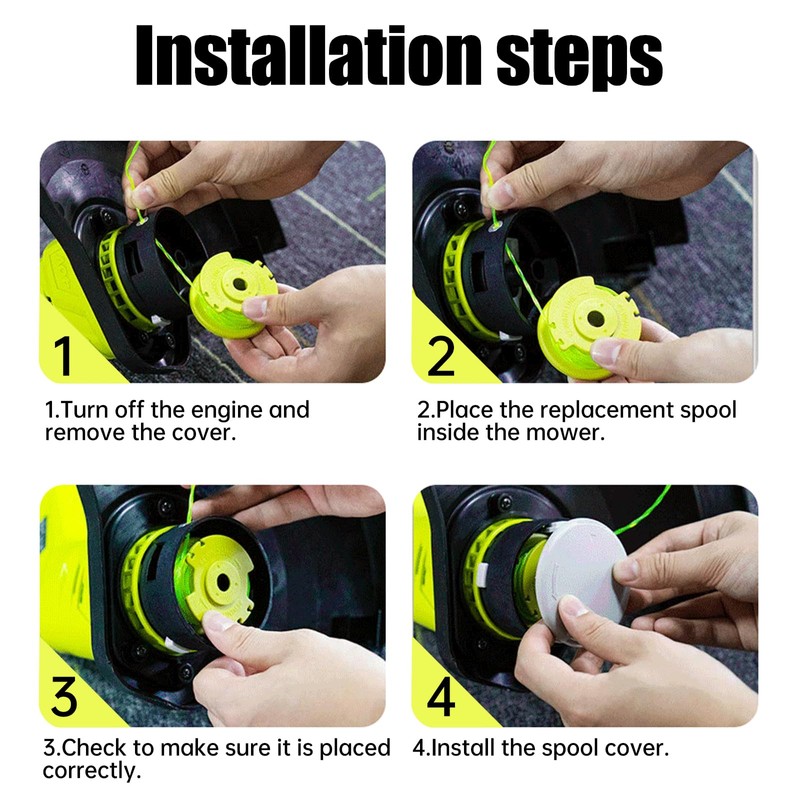 COEWUR Pack of 4 replacement thread spool with trimmer cover,