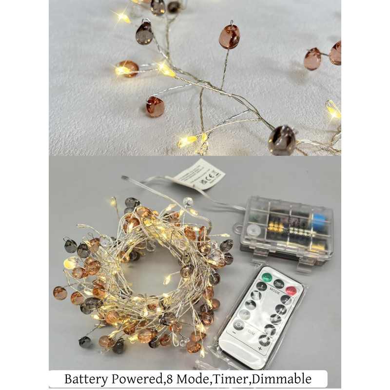 Codear Fairy Lights Firecracker String Lights with Acrylic Jewels,6.6ft 100