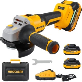 Maxcular Cordless Angle Grinder w/ 2x4.0 AH Batteries,Tool 9600 RPM Brushless Power Motor