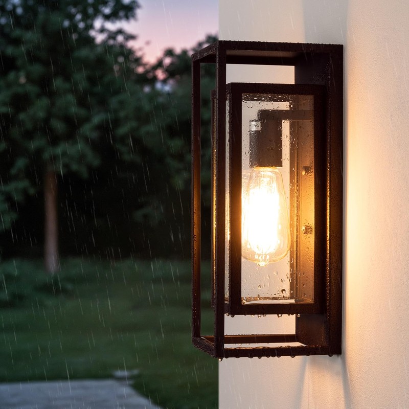 mirrea 14" Classic Outdoor Wall Sconce 1 Light in Rectangular