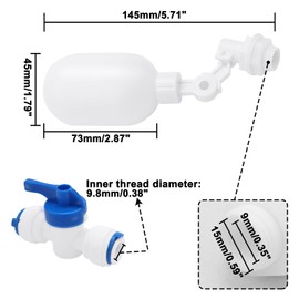 Pxyelec Electronic Float Ball Valve, Water Purifiers Float Valve Kit for Water tank Aquaculture Water Level Control (Included: 10M 3/8 inch PE Pipe+Hose Cutter+Float Valve+Ball Valve)