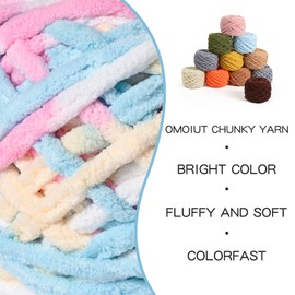 Plush Chenille Chunky Yarn 100g (49.2yd) - Fluffy Velvet Yarn Crochet for Blanket Knitting and Crocheting - Baby Yarn for Crocheting Soft - Amigurumi Yarn (Candy Color)