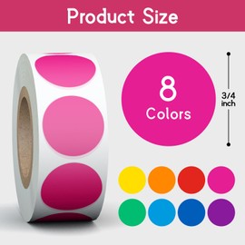 StickerTag 4000 PCS 3/4" Colored Dot Stickers Circle Color Coding Labels, 8 Colors Coding Labels Stickers, Garage/Yard Sale Price Stickers for Office, Student Classroom, Home Decorative