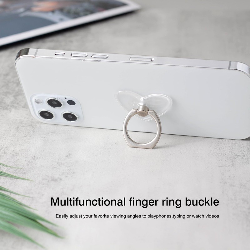 [2 Pack] Transparent Finger Ring Cell Phone Ring Holder Stand,360