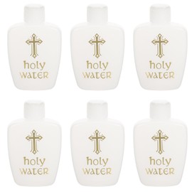 Cabilock 6Pcs Empty Holy Water BottlesSet, Refillable Cross Design Catholic Christian Holy Water Bottle Baptism Decoration for Church Wedding Easter 60ML