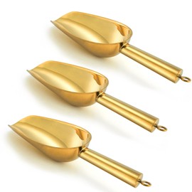 P&P CHEF Canister Scoop Set of 3, Ice Candy Scoop, Stainless Steel Multipurpose Food Scooper for Buffet Jar Freezer, Mirror Finish & Dishwasher Safe, Gold, 3+3+3 Oz