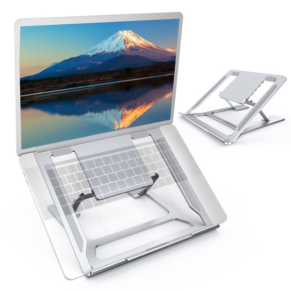 GEARGO Laptop Stand, Laptop Stand, Ergonomic, Height Adjustable, Foldable, Convenient to Carry, Anti-slip, Alloy, Heat Dissipation, Fits up to 16"