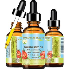 Botanical Beauty TOMATO SEED OIL 100% Pure Natural Virgin Unrefined Cold-pressed Carrier Oil for Face, Skin, Body, Hair, Lip, Nails. Rich in Vitamin E, Lycopene (0.5 Fl Oz)