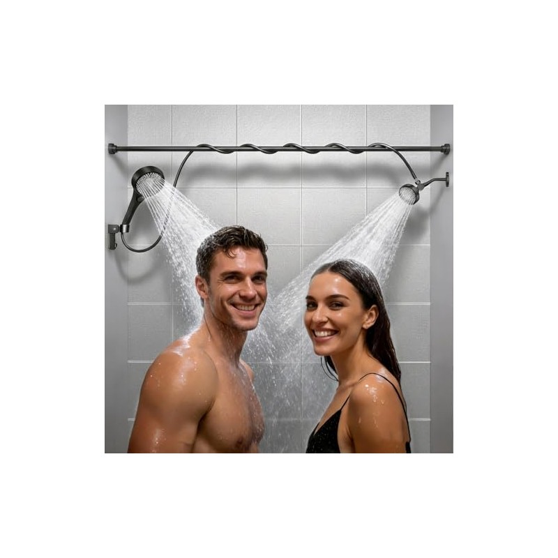 Dual Shower Head with Handheld for Couples: High Pressure Double