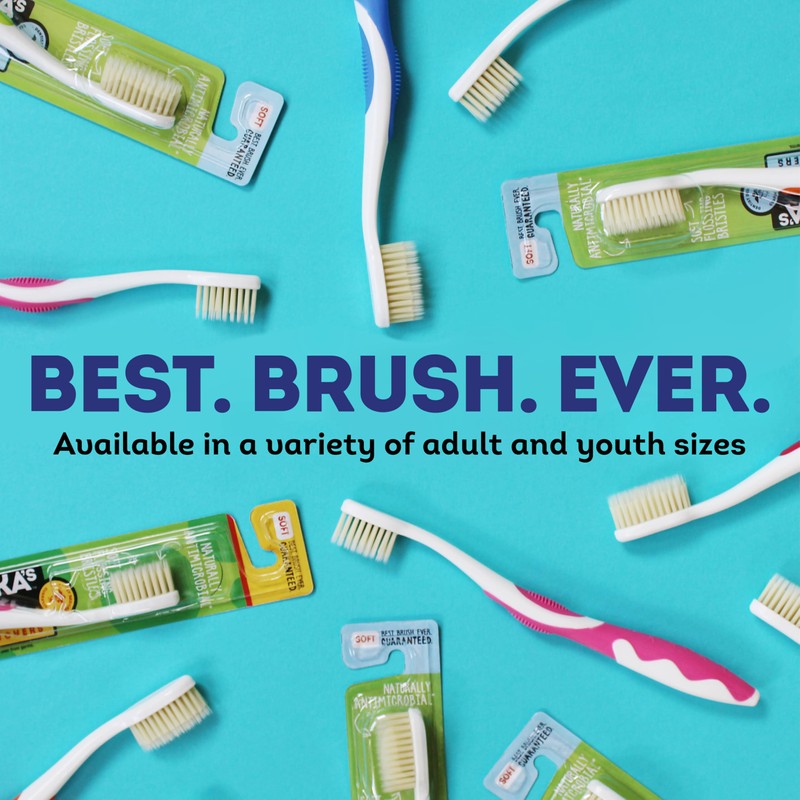 MOUTHWATCHERS Soft Childrens Flossing Manual Toothbrush, Set of 2 Pink